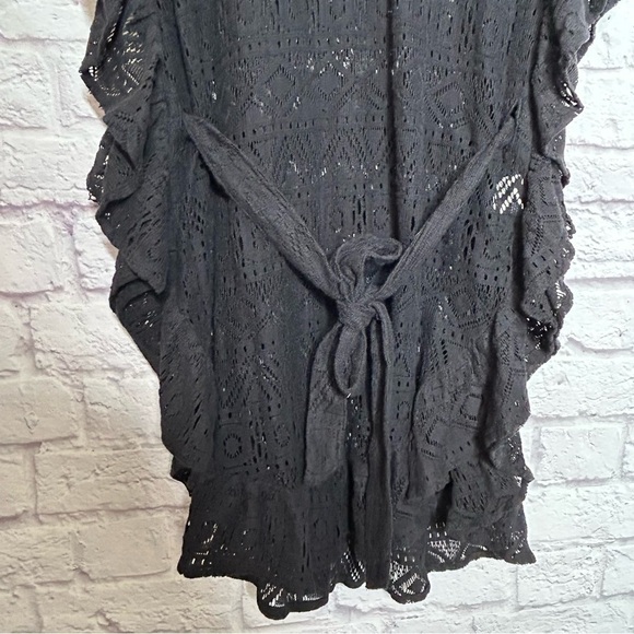 Boho Soul Black Lace Ruffle Waist Tie Coverup, NWT - Picture 9 of 15